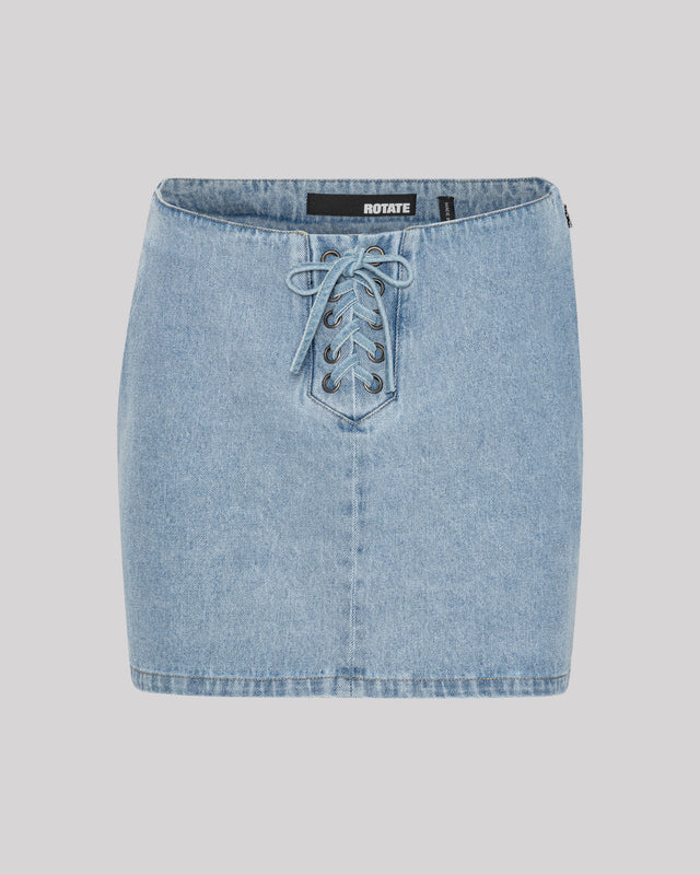 ROTATE - Denim Laced Mini Skirt