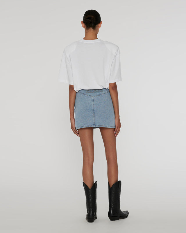 ROTATE - Denim Laced Mini Skirt