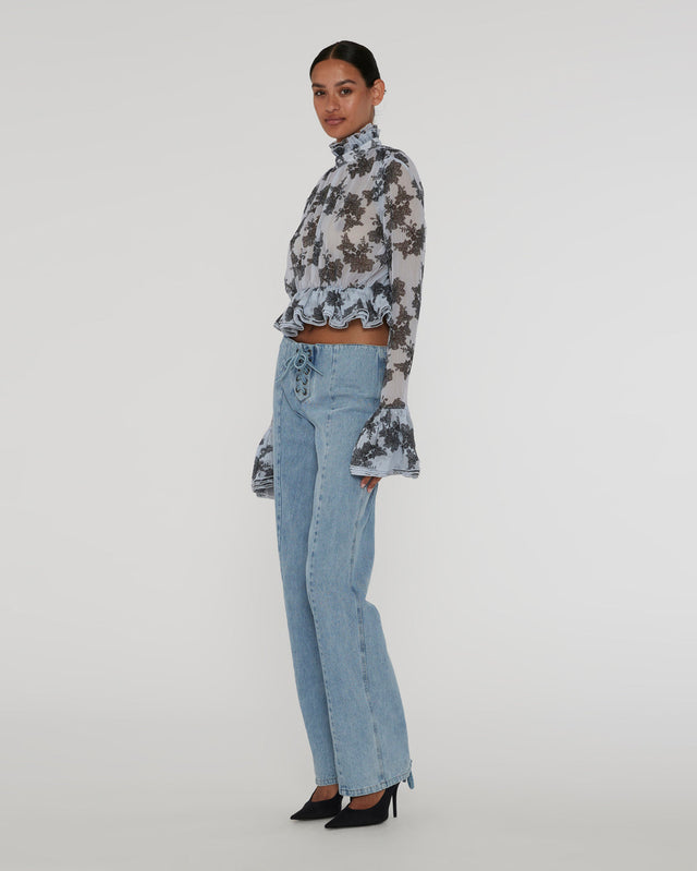 ROTATE - Denim Laced Waist Pants