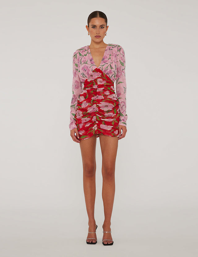 ROTATE - Printed Mini Ls Dress